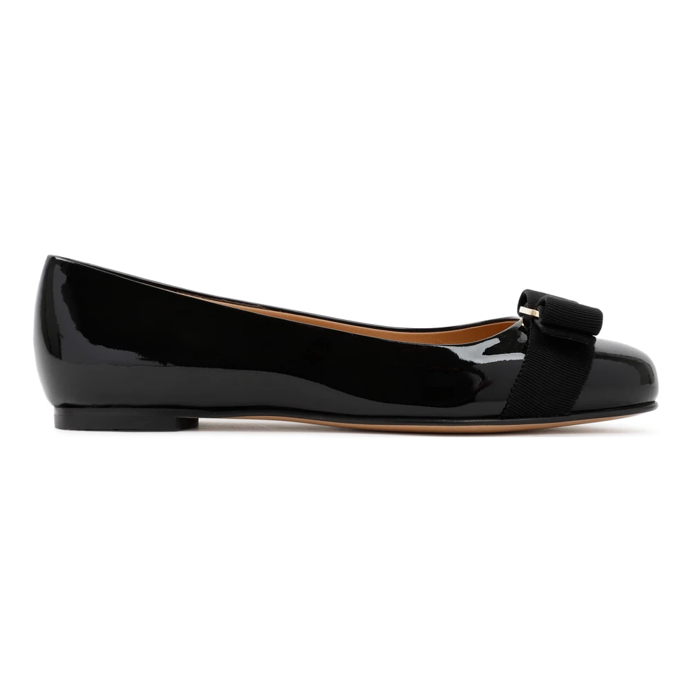 Salvatore Ferragamo Svart Läder Ballerina Flats Black, Dam