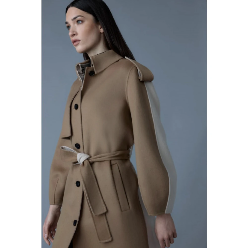 Mackage Ceyla Double-Face Wollen Jas met Sjerp Riem Brown Dames