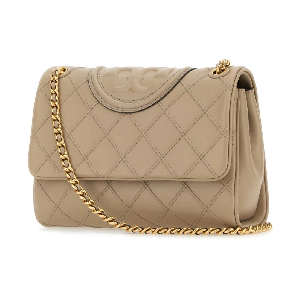 TORY BURCH Fleming Schoudertas in Cappuccino Leer Brown Dames