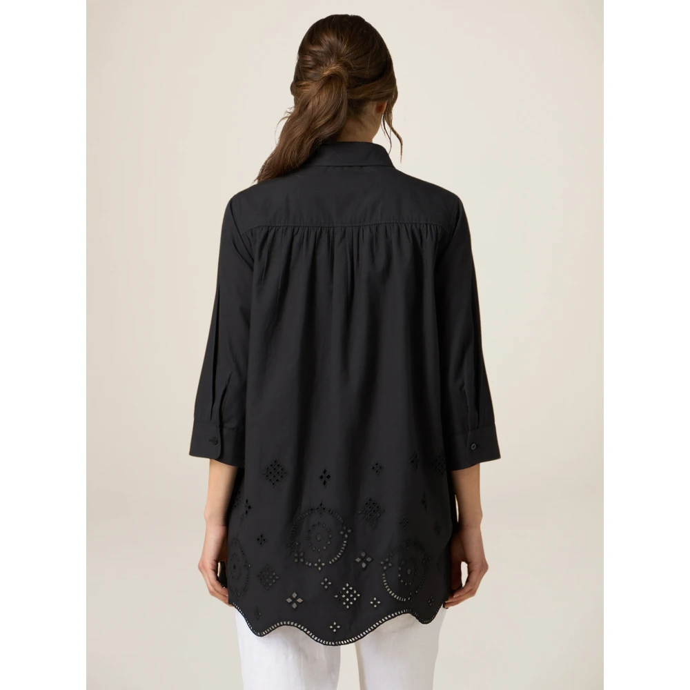 Oltre Oversized Shirt met Broderie Black Dames