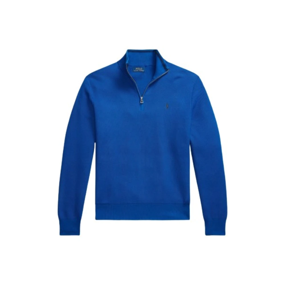 Polo Ralph Lauren Honingraat Gebreide Half-Zip Katoenen Trui Blue Heren