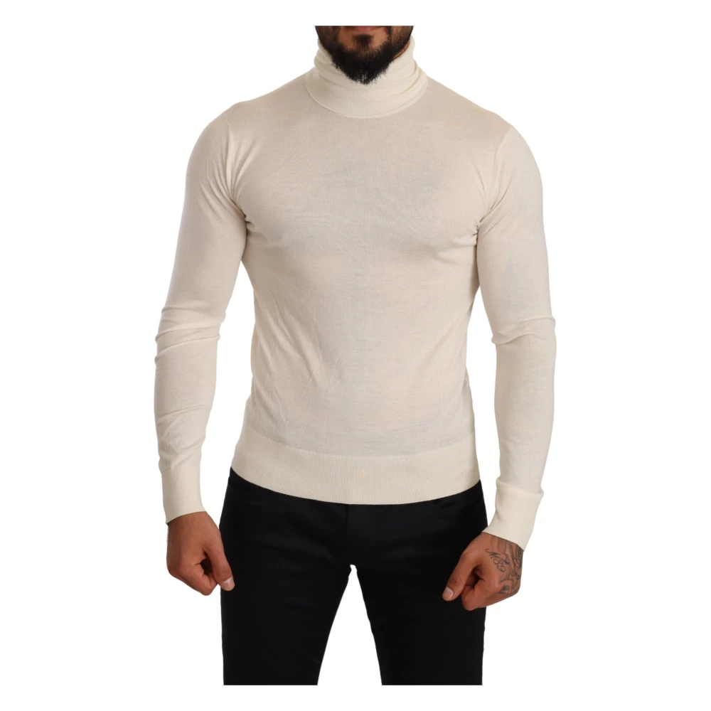 Dolce & Gabbana Men's Beige Luxurious Cashmere Turtleneck Sweater