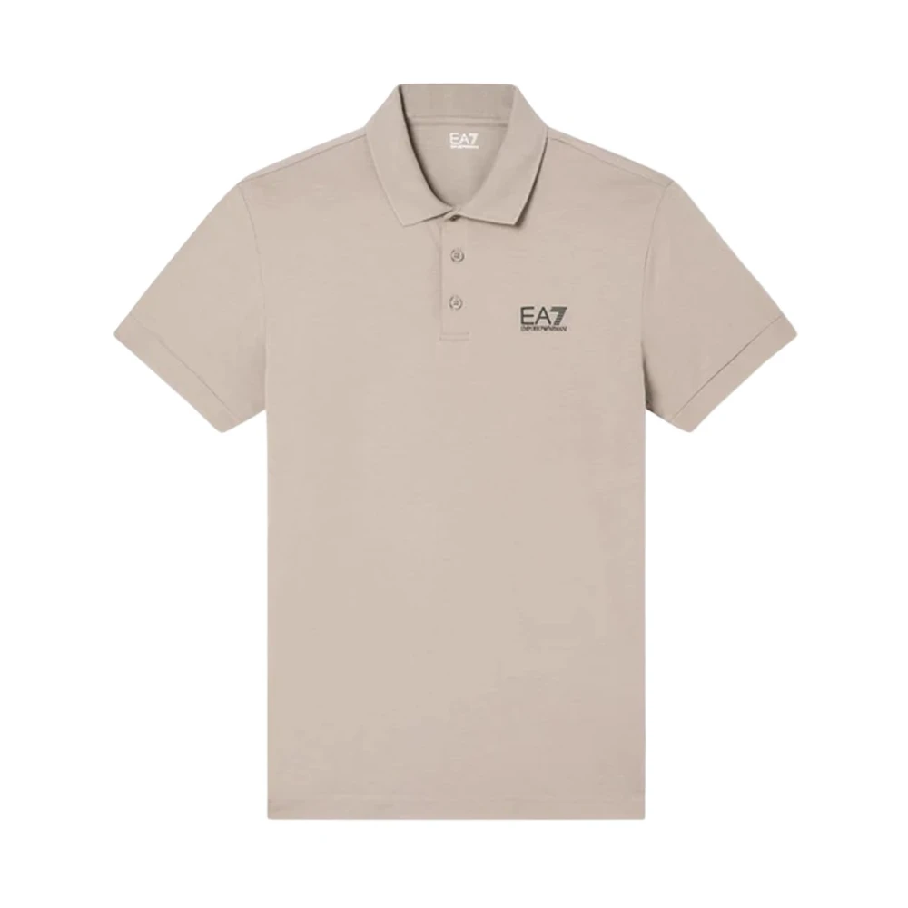 Emporio Armani Ea7 Mannelijk Beige Tops Heren, M, Polo Met Logo