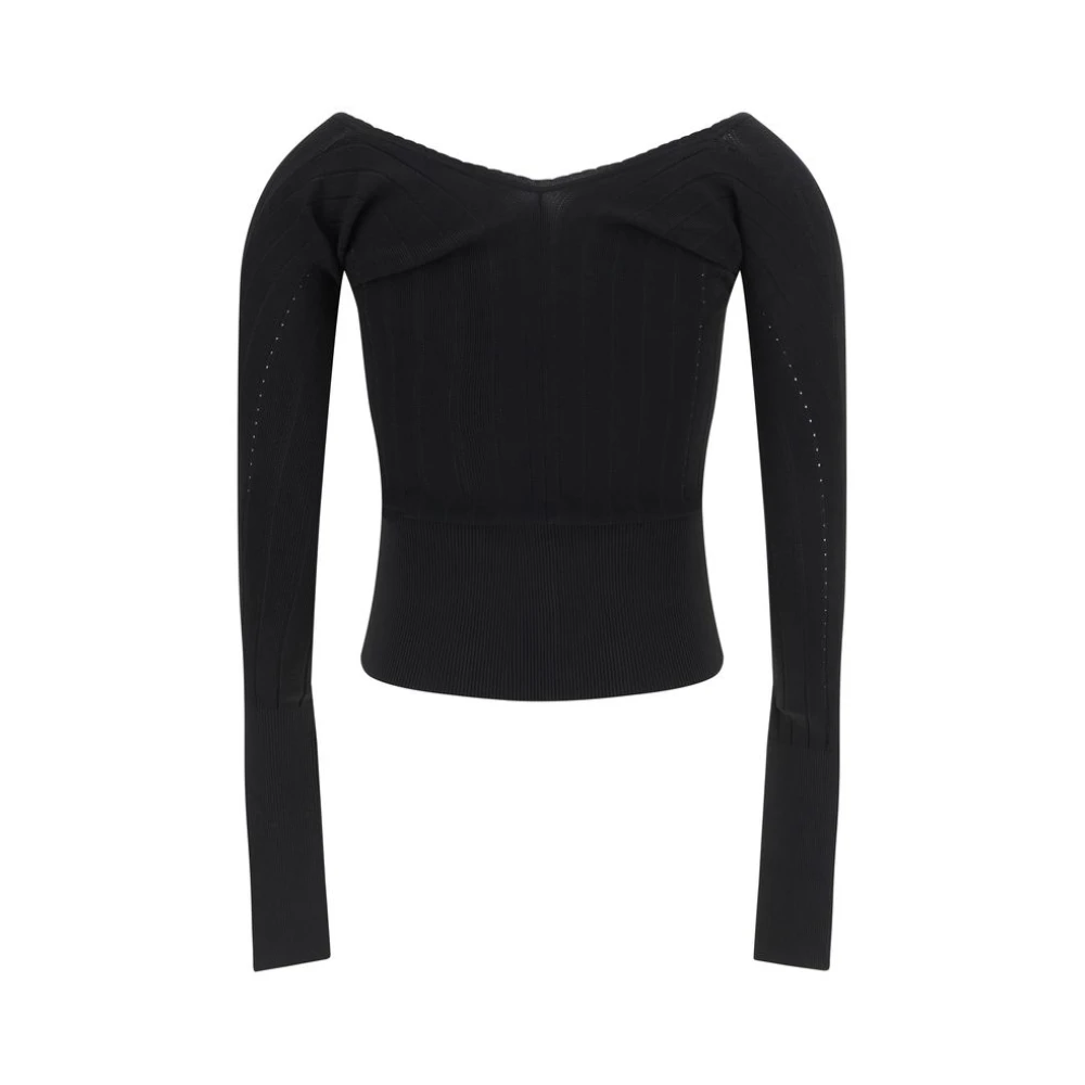 Jacquemus Geribbeld sleutelgat top Black Dames