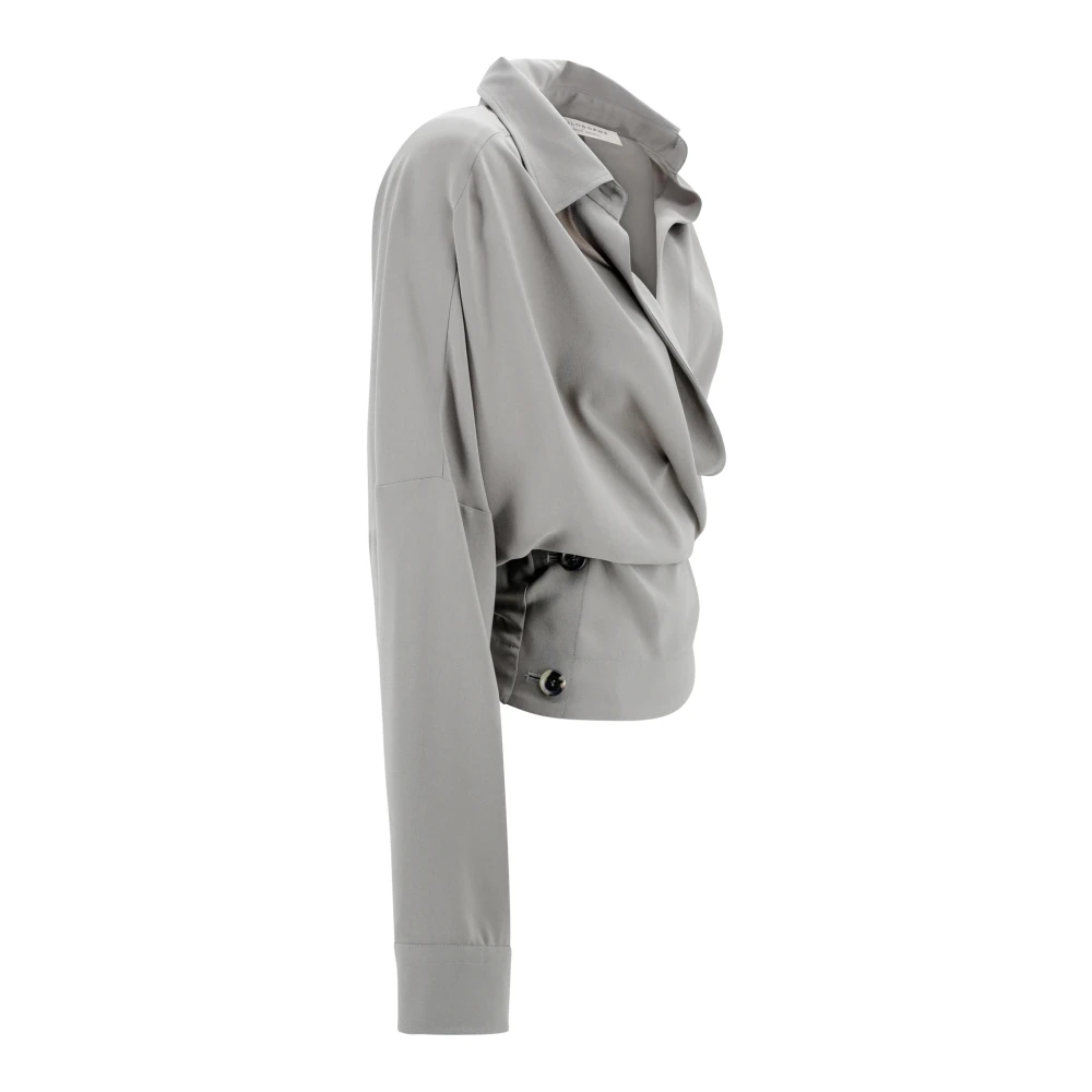 Philosophy di Lorenzo Serafini Grijze Wrap-Around Shirt met Crepe Effect Gray Dames