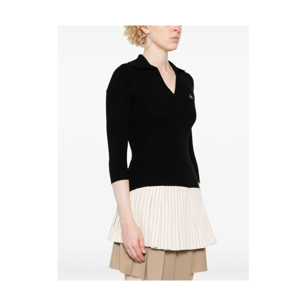 Vivienne Westwood Zwart Multicolor Gebreide Polo Sweater Black Dames