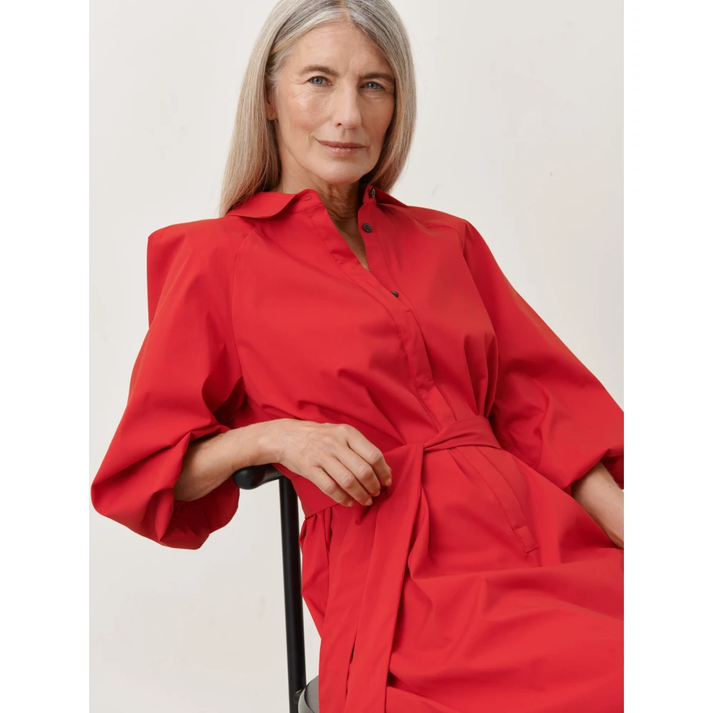 Jane Lushka Rode Carlen Jurk met Voorknoppen Red Dames