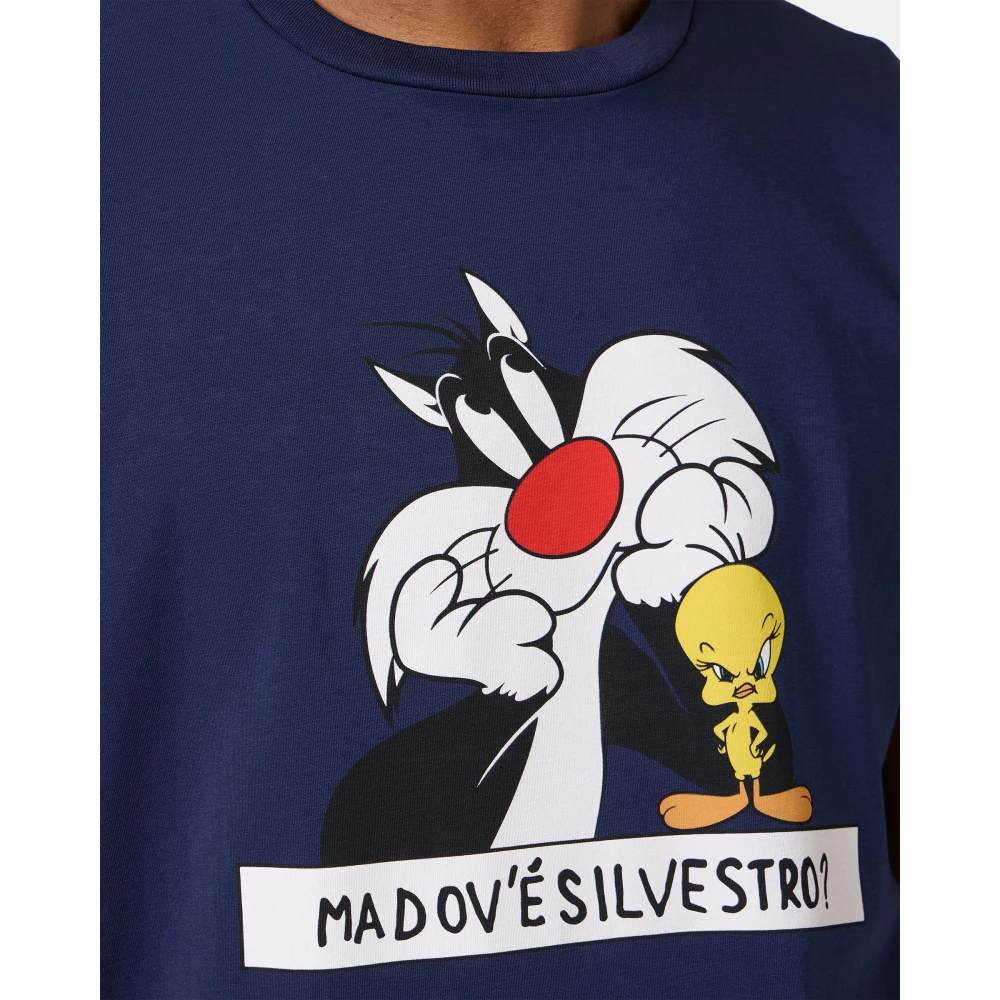 Iceberg katoenen blauw T-shirt met Looney Tunes print Blue Heren