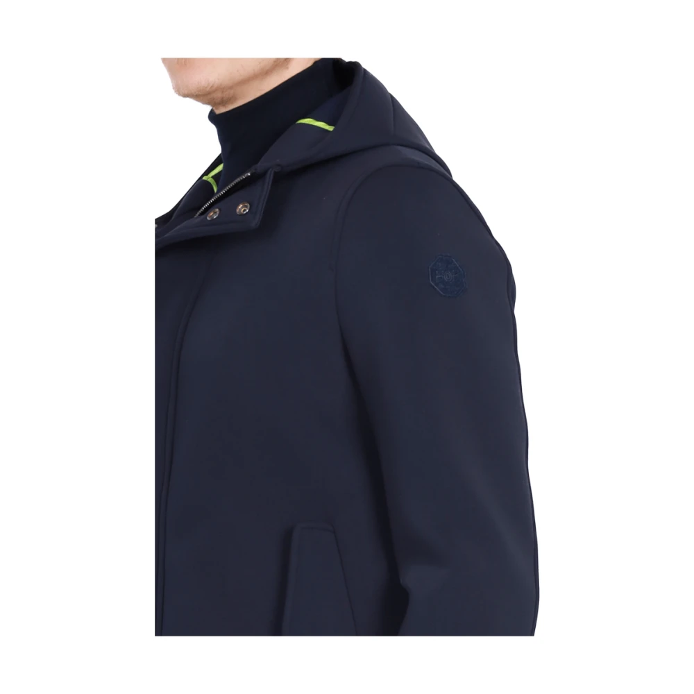 BOB Blauwe Wollen Blend Scuba Parka Capuchon Blue Heren