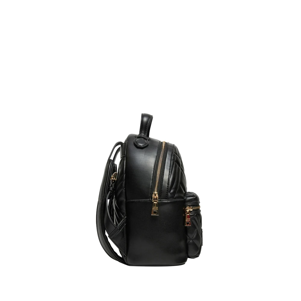 Moschino Zwarte Elegante Veelzijdige Rugzak met Gouden Details Black Dames
