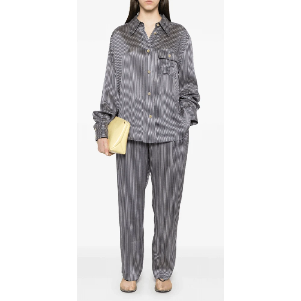 Khaite Navy Blue Button-Up Shirt Blue Dames