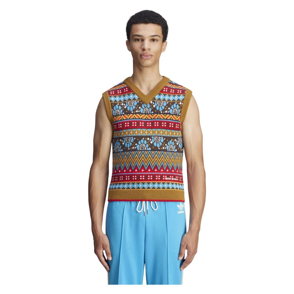Adidas Gebreide V-halsvest in Multi Multicolor Heren