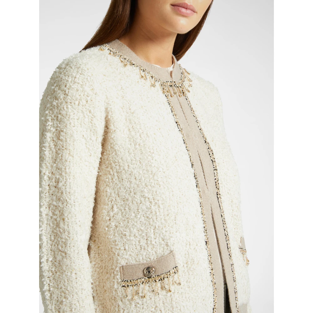 Elena Mirò Korte Geborduurde Vest Beige Dames