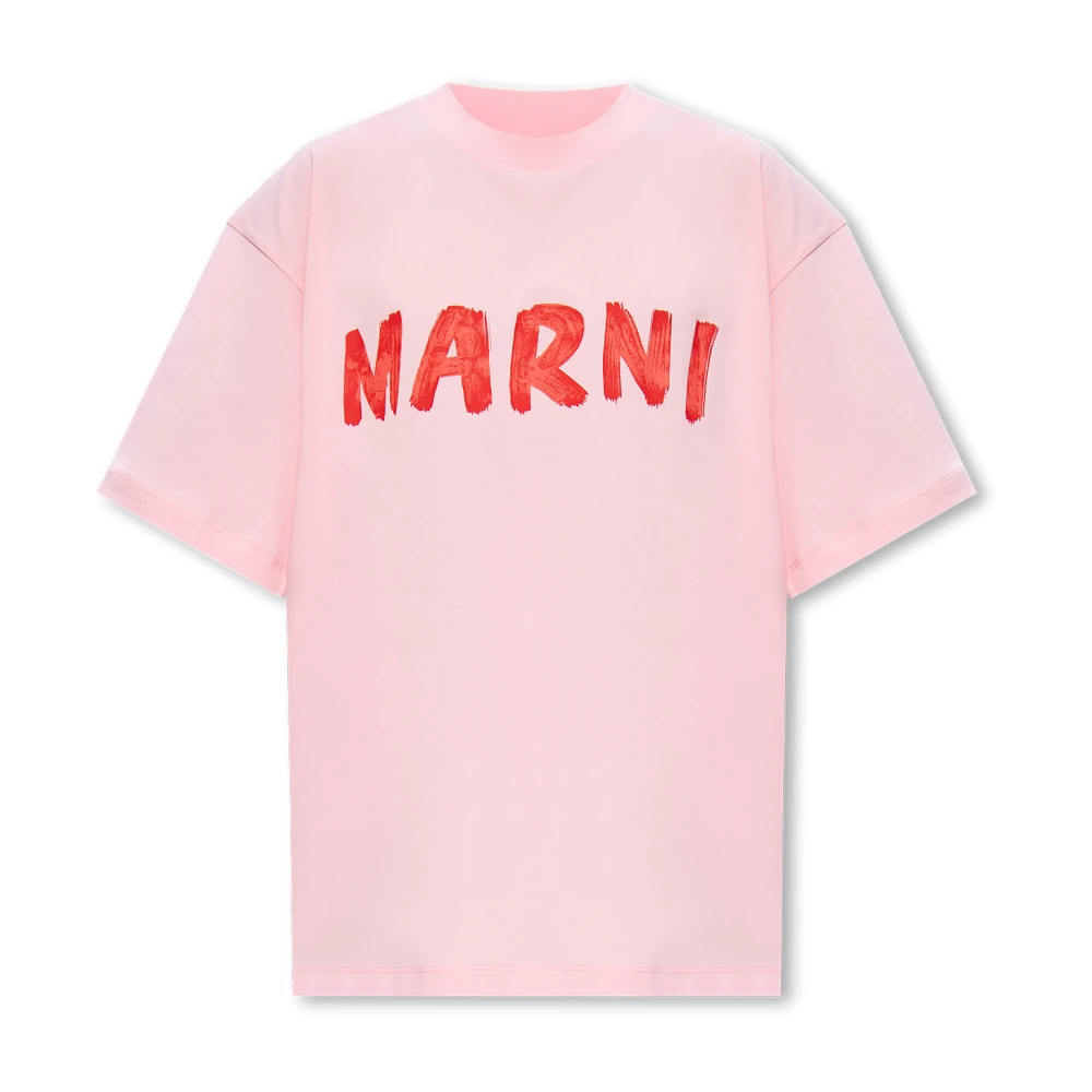 Marni Geknipt T-shirt met logo Pink Dames