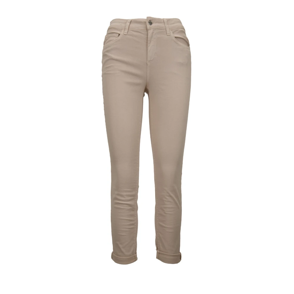 Liu Jo Damen Beige Zipper Button Skinny Jeans
