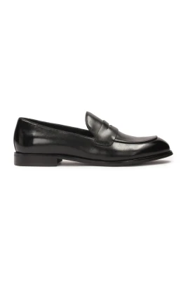 Svarta läder herr penny loafers.Denna produkt har stor storlek.
