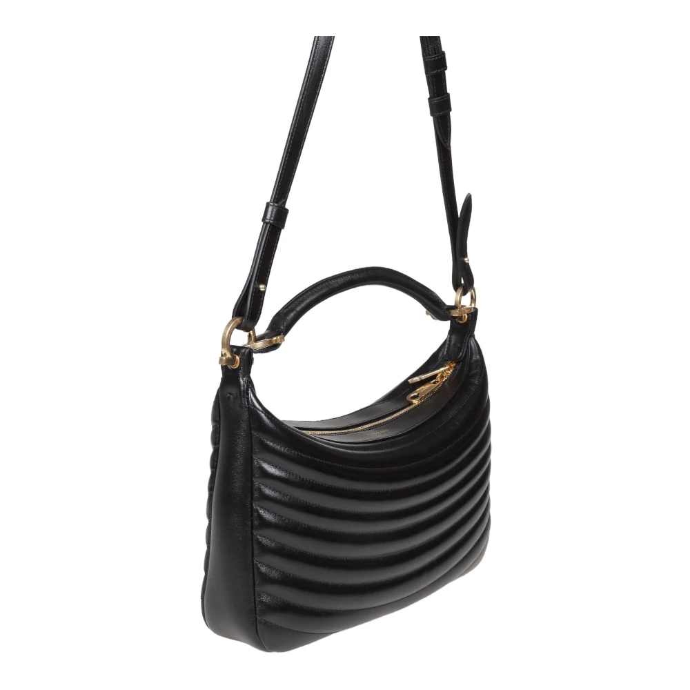 Salvatore Ferragamo Zwarte Schoudertas Elegante Matelassé Stijl Black Dames