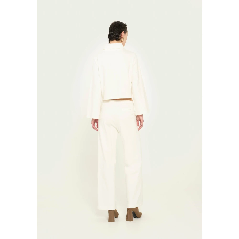 Vicario Cinque Milano Stitch Palazzo Broek Elastiek Koord White Dames