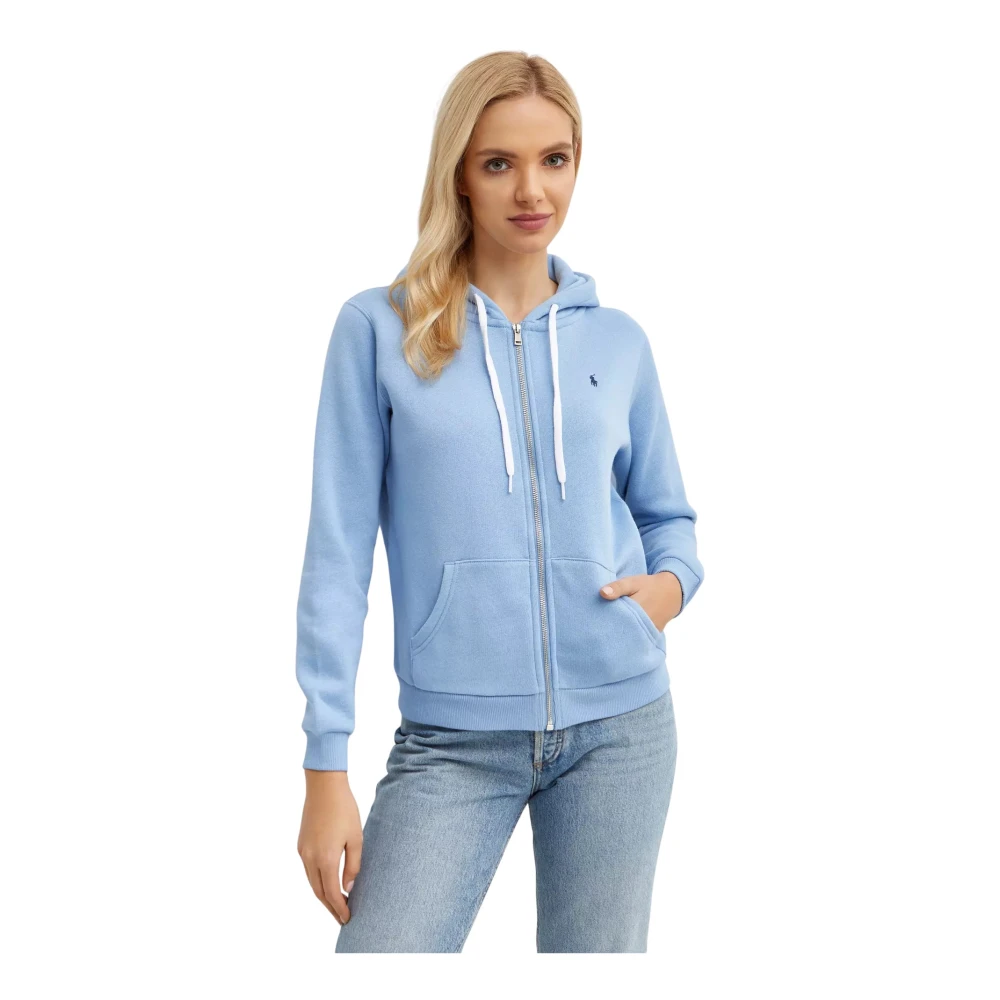 Ralph Lauren Katoenen hoodie met rits en logo Blue Dames