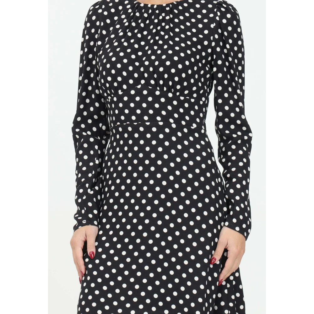Mar De Margaritas Polka Dot Korte Jurk Elegant Retro Black Dames