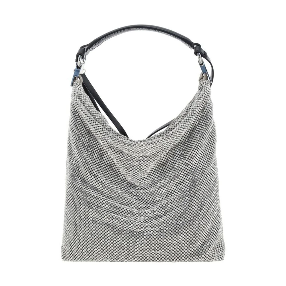 Benedetta Bruzziches Gray Shoulder Bags, Female, One Size, Crystal Applique Handbag With Chain Strap