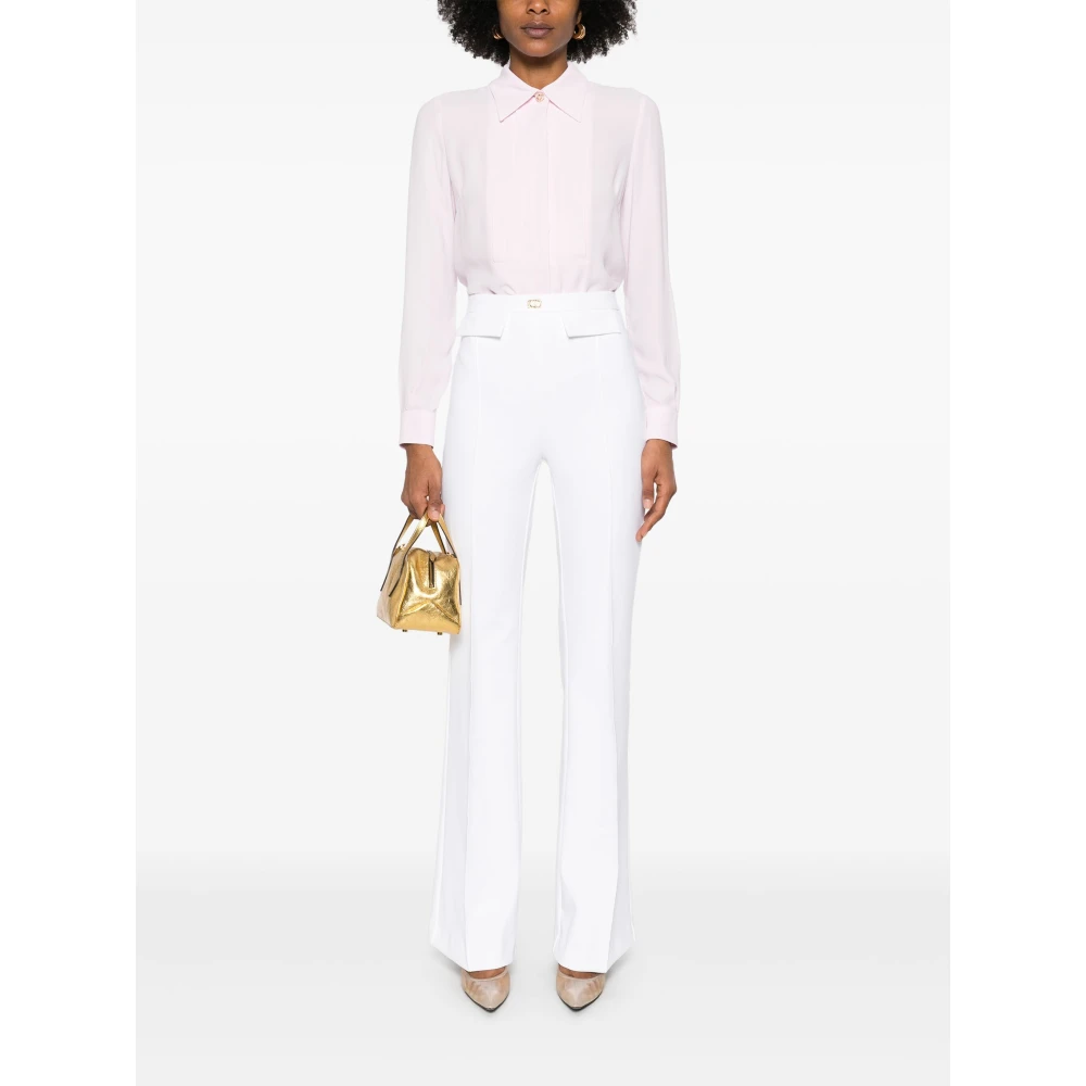 Elisabetta Franchi Ivoor Hoge Taille Broek White Dames