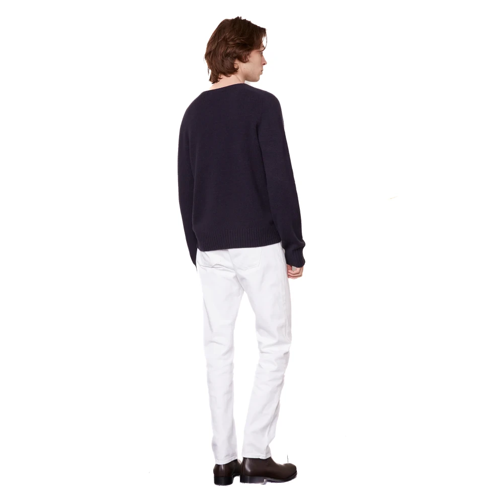 Officine Générale Blauwe Wollen Trui Naadloos Gebreid Blue Heren