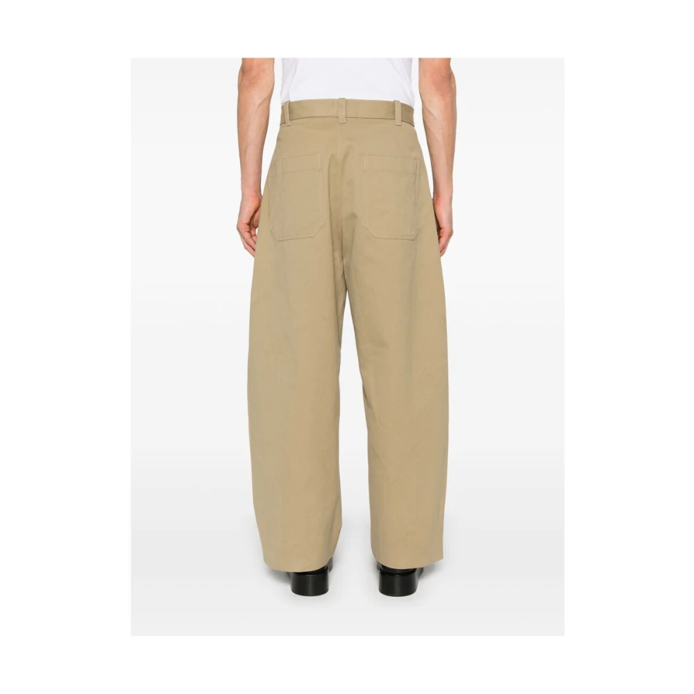 Studio Nicholson Beige Broek met Riem en Zakken Brown Heren