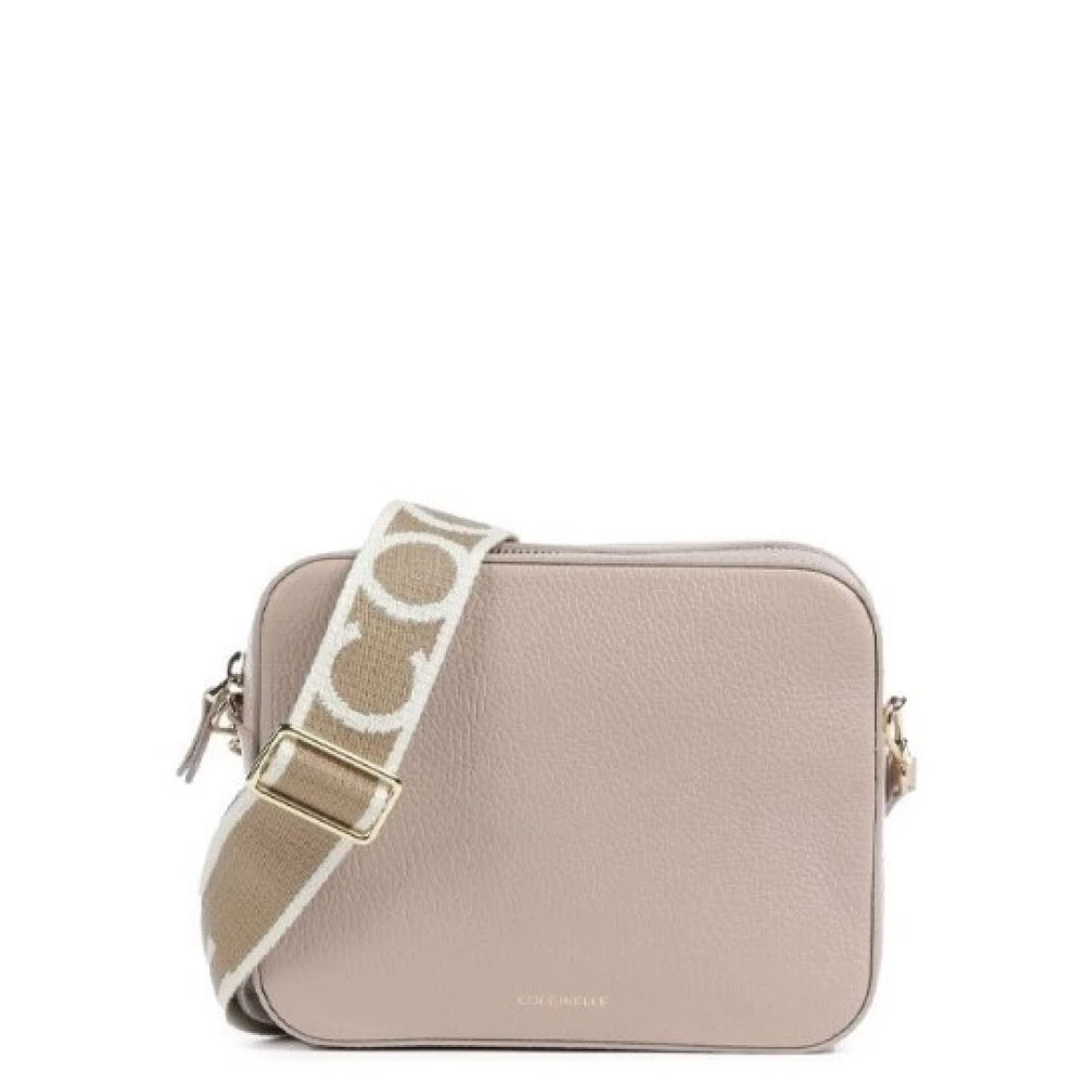 Coccinelle Korrelig leren schoudertas met logolint Pink Dames