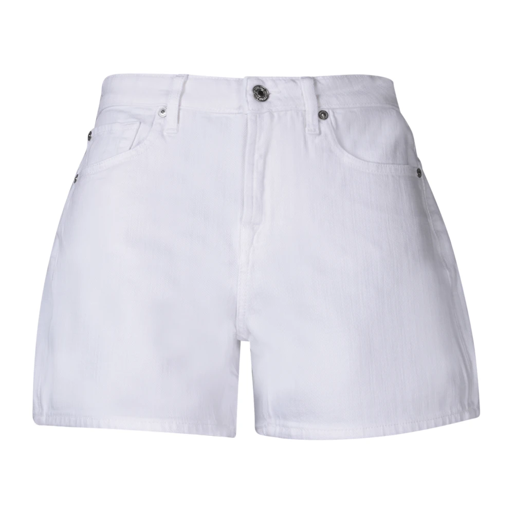 7 For All Mankind Witte Katoenen High-Rise Raw-Cut Shorts White Dames