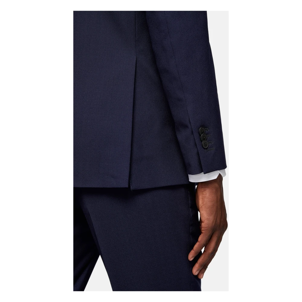 Boggi Milano Sable Wol Polyester Zijde Pak Stijl Anversa Blue Heren