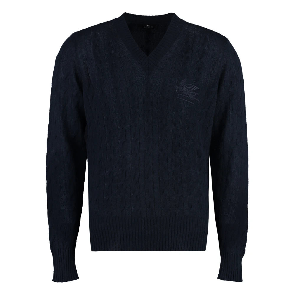 ETRO Cashmere Kabeltrui Blue Heren