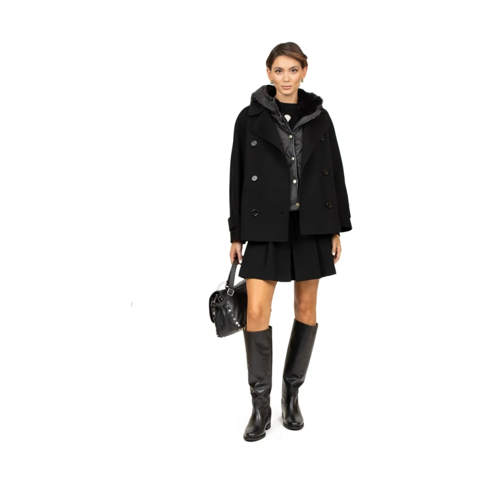 Max Mara Korte Zwarte Wollen Jas Black Dames