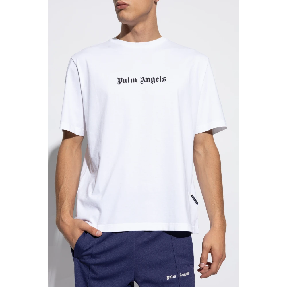 Palm Angels T-shirt met logo White Heren