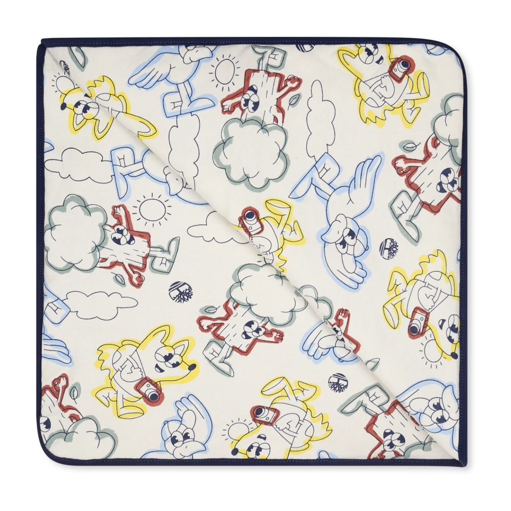 Timberland Blauw Katoenen Deken met Boomprint Blue Unisex