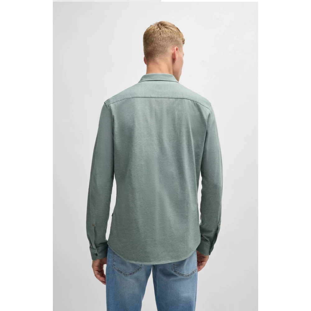 Hugo Boss Moderne Piqué Jersey Overhemd met Spreadkraag Green Heren