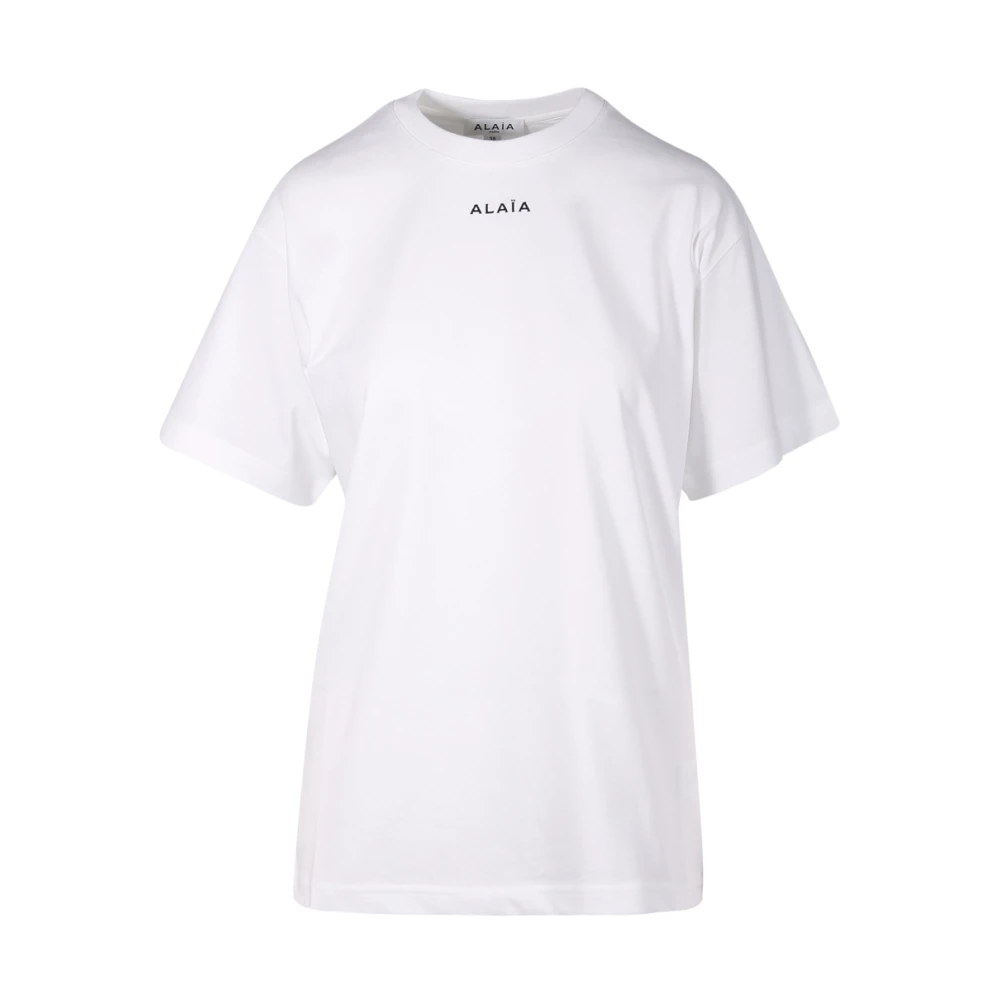 Alaïa Oversized T-shirt in Blanc Noir White Dames