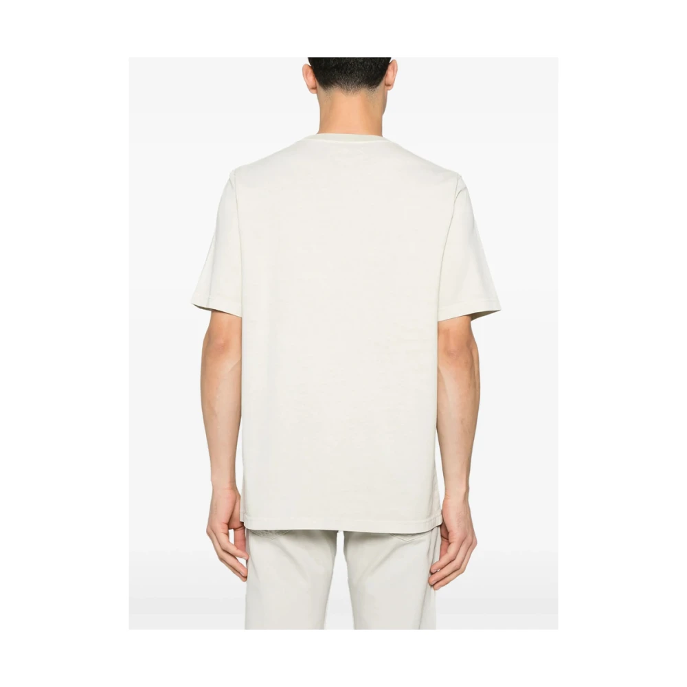 Samsøe Ecru Logo Print Crew Neck T-shirt Beige Heren