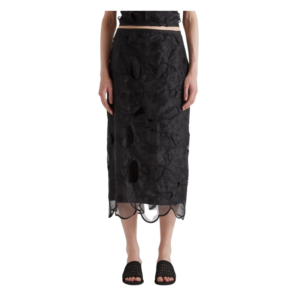 Meimeij Women's Black Longuette Con Spacco Sul Dietro - Midi Skirts - L - Skirts