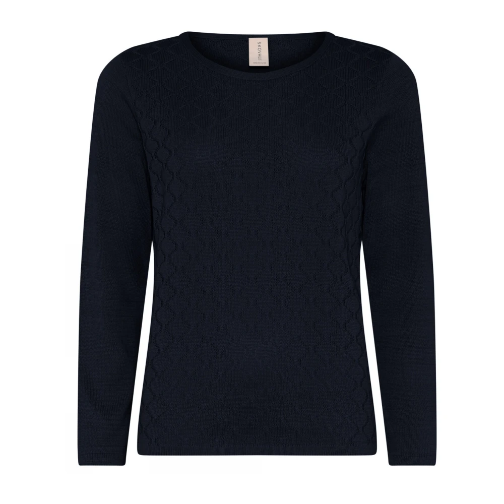 Skovhuus Feminine O-Neck Pullover Blouse Marine Blue Dames