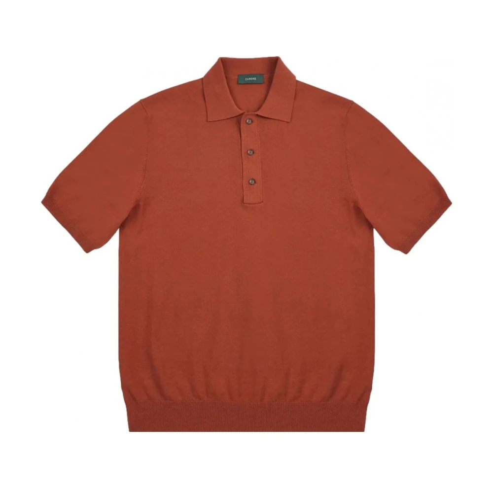 Zanone Korte mouw katoenen crêpe polo baksteen kleur Red Heren