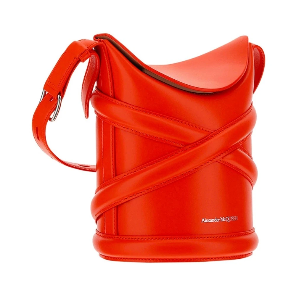 alexander mcqueen Curve Bucket Tas met Magnetische Sluiting Orange Dames