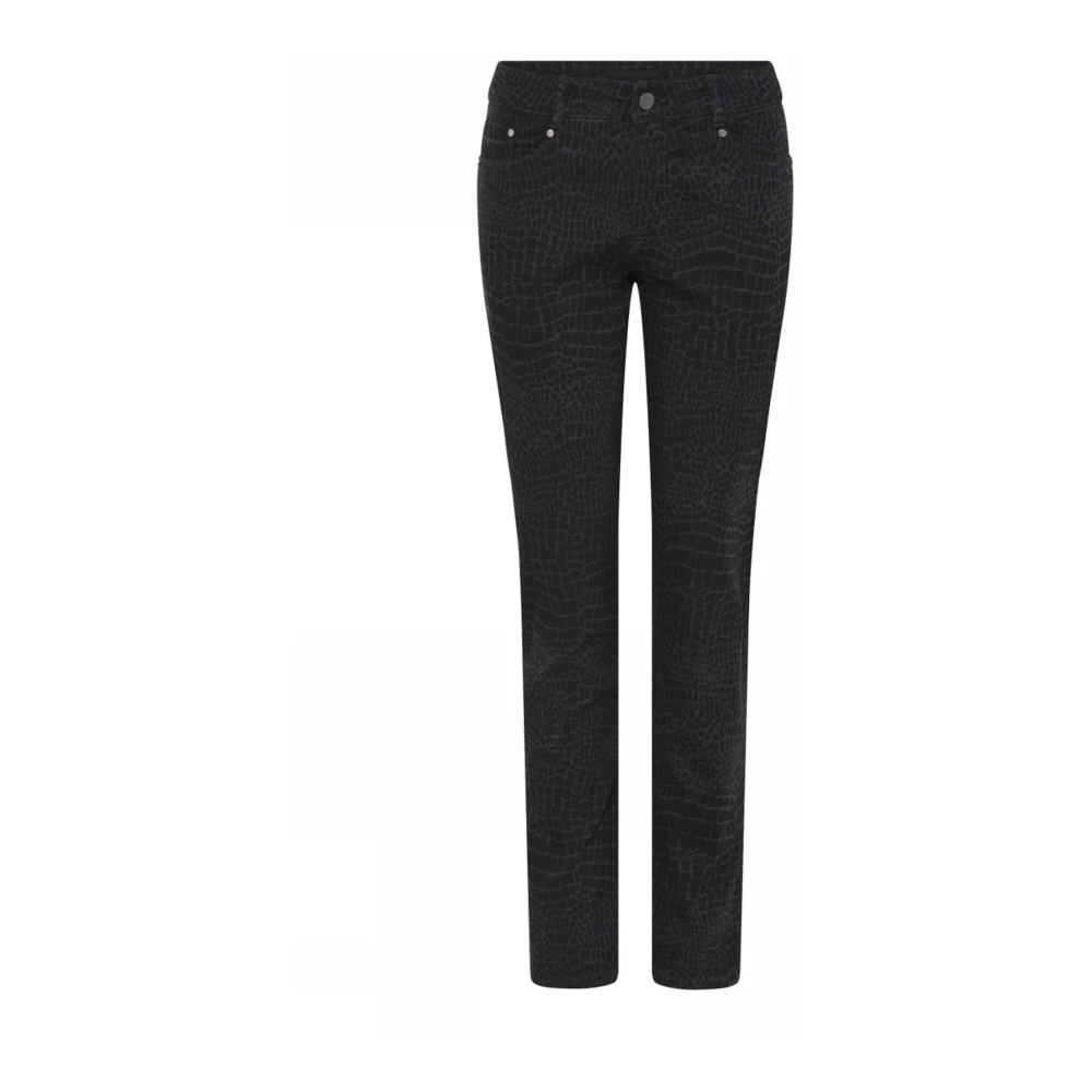 C.Ro Grijze Slangenprint Broek Black Dames