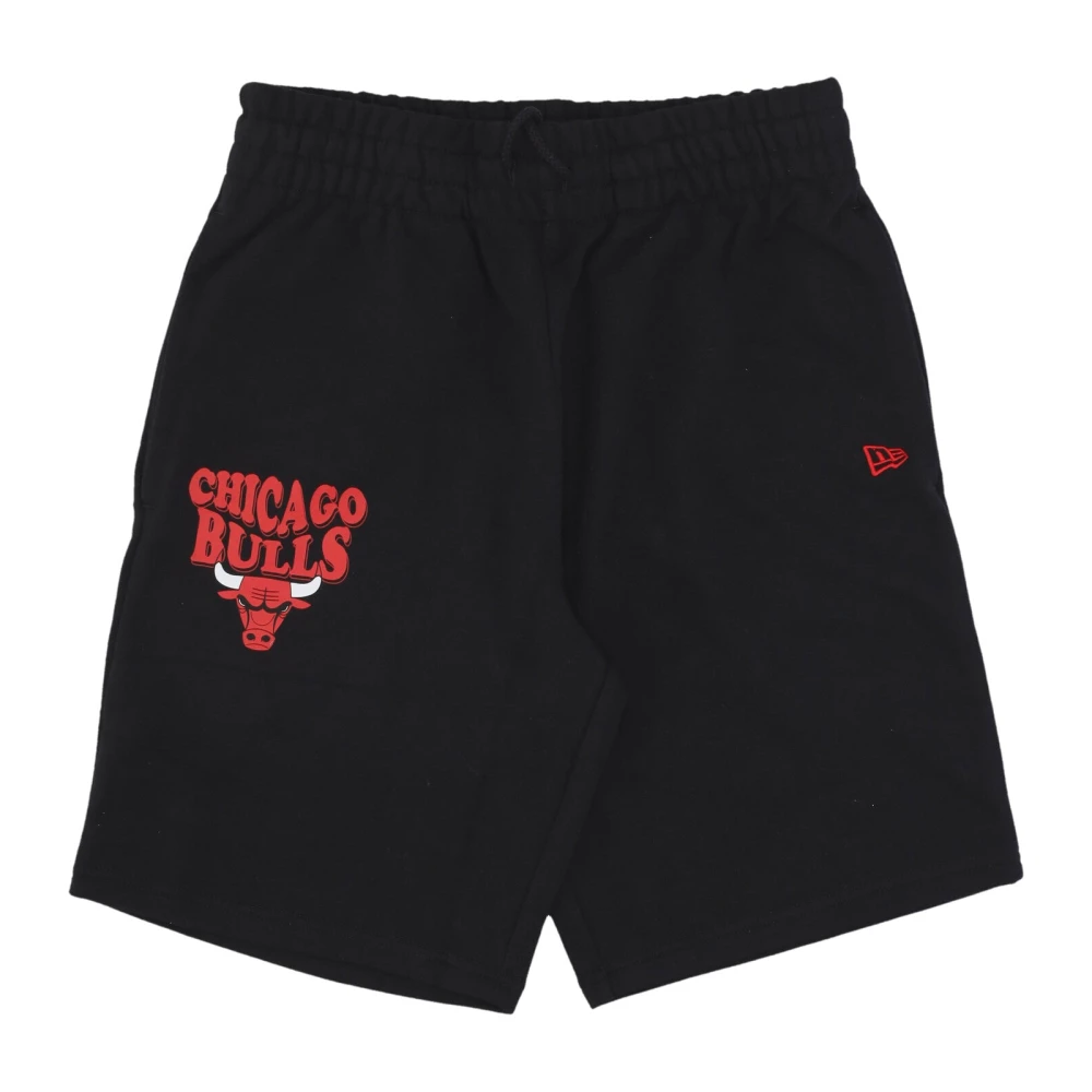 New Era Men's Black Training, M, Chicago Bulls Script Oversize Shorts /Red