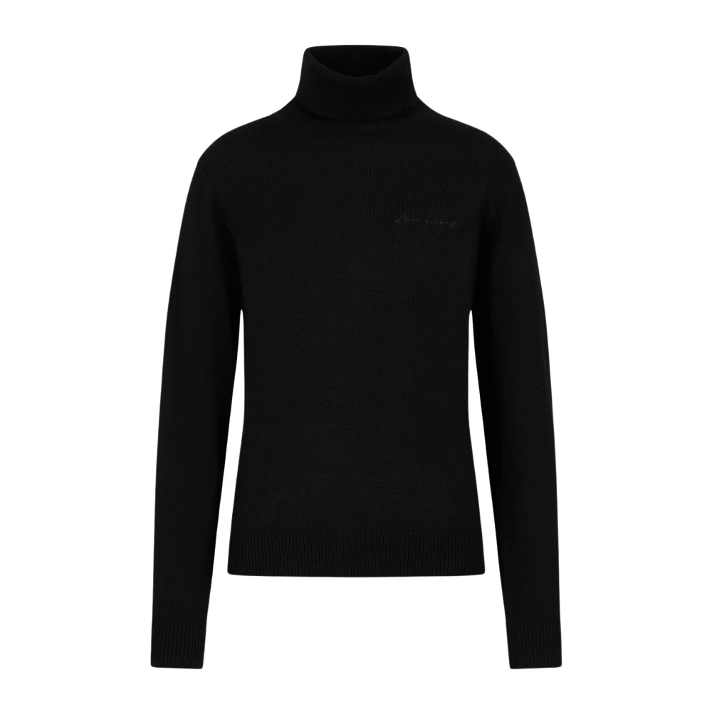 Armani Exchange Zwarte trui met geborduurd logo Black Dames
