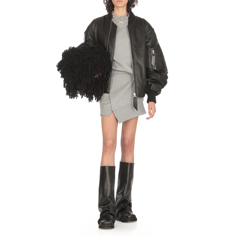 The Attico Grijze Katoenen Jurk met Logo Gray Dames