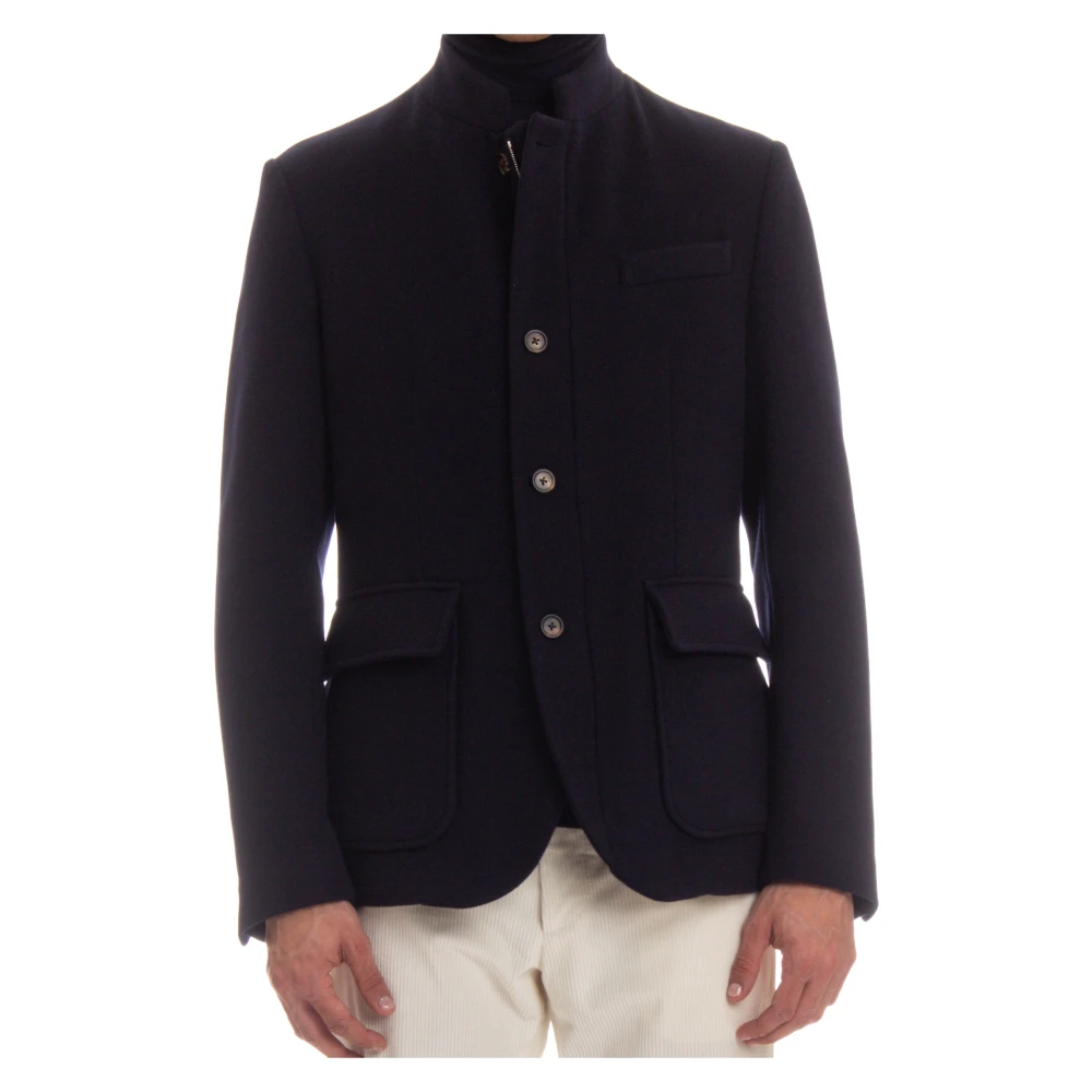Eleventy Blauwe Dubbele Ritsjas Blue Heren