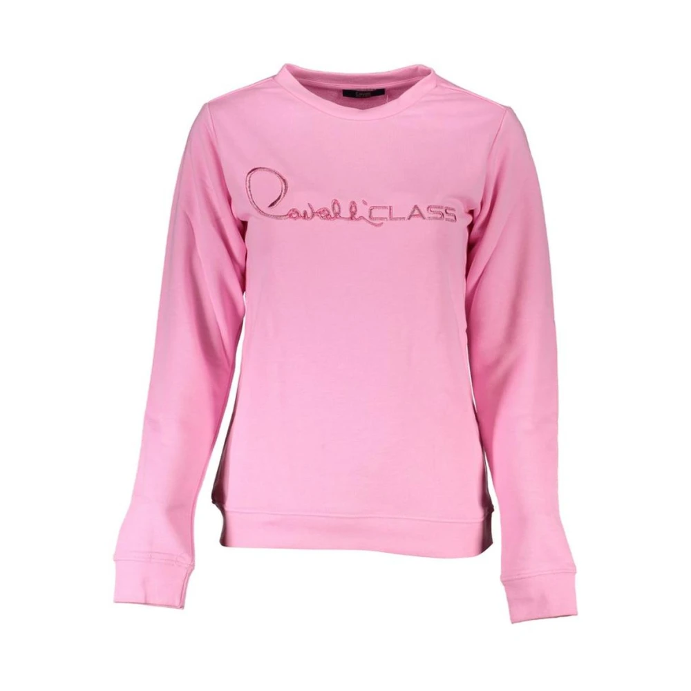 Cavalli Class Women's Pink Crew Neck Jumper With Embroidery 2XL