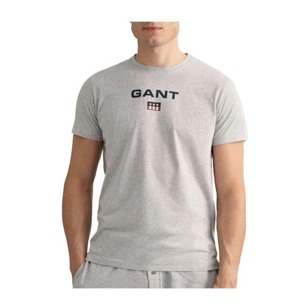 Gant Korte Mouw T-shirt Licht Grijs Gray Heren