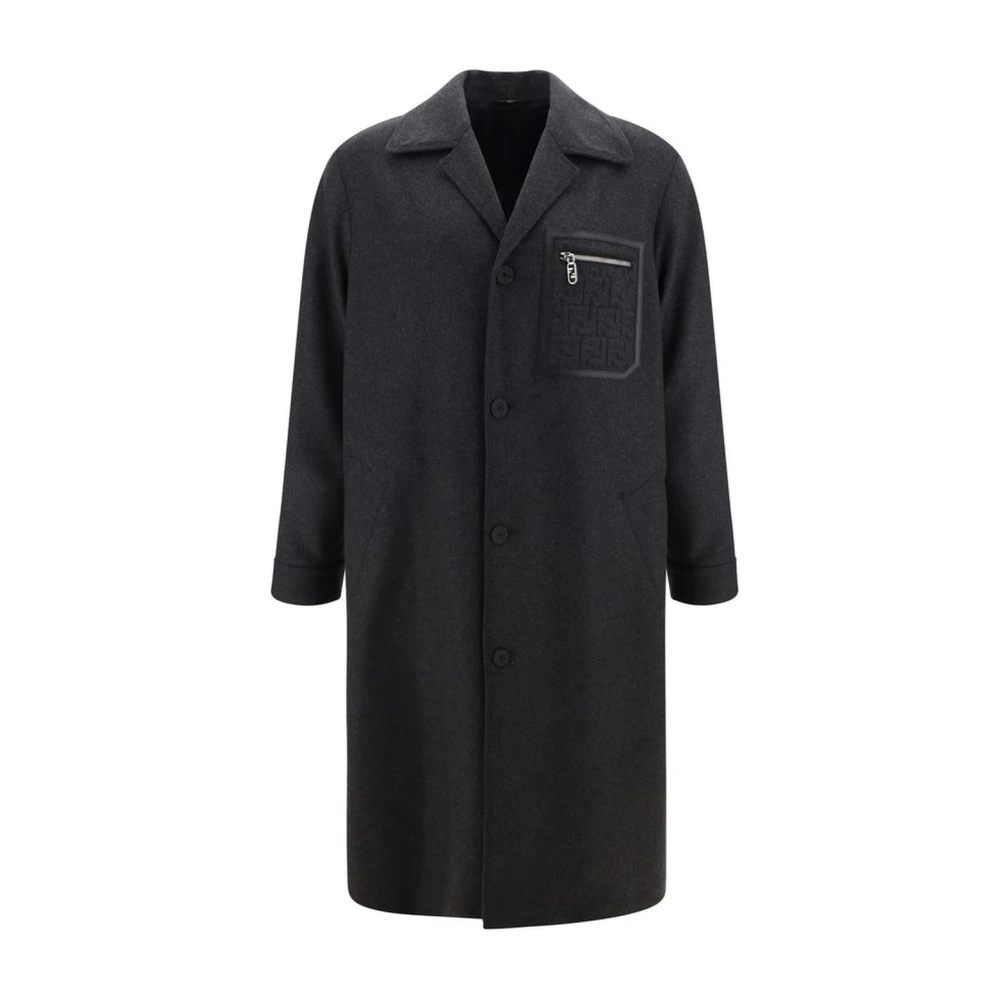 Fendi Klassieke Cashmere Jas met Zakken Gray Heren